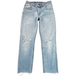 Vintage 90s Levi’s 585 Jeans USA Made Distressed Light Wash Red Tab Denim 29x29